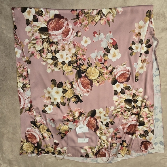 La Selva Women's Silk Floral  Maxi Dress  Slit Sides Strapy Sleeve Lightweight S - Picture 7 of 14